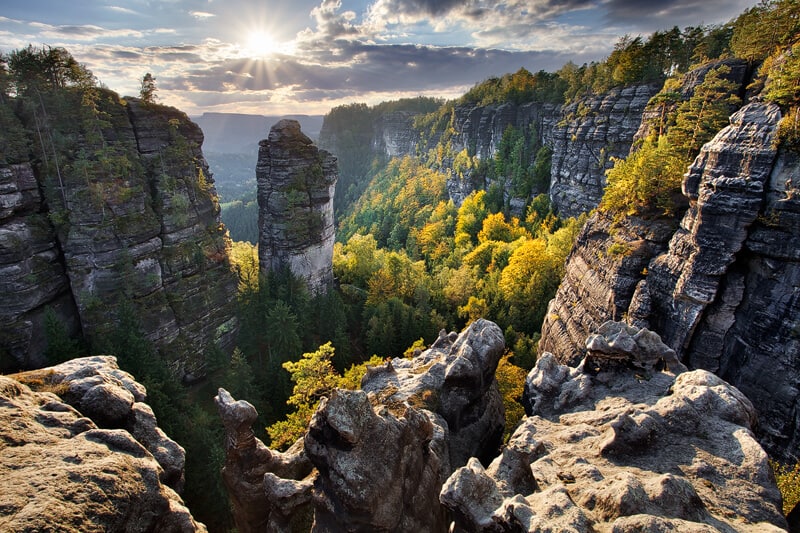 Breathtaking pre-wedding elopement shoot among the epic sandstone rock formations of Bohemian Switzerland